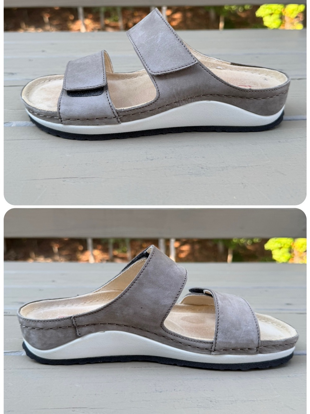 Berkemann Winona Two-Strap Slide Sandals in gray nubuck - Picture 8 of 16